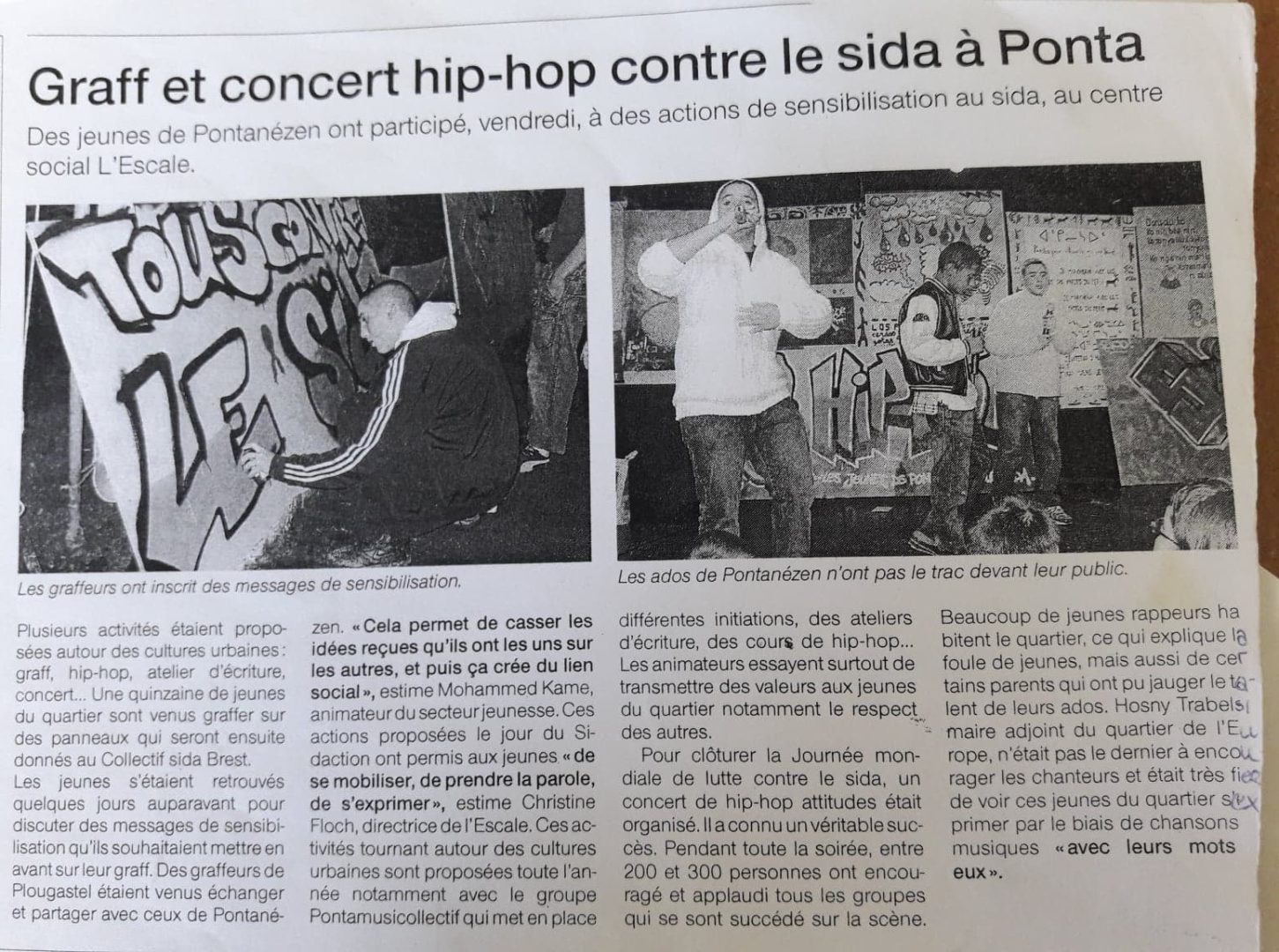 Concert des jeunes du centre social de Pontanézen. Le hip hop  contre le sida.